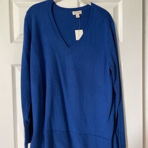 Maison Jules Royal Blue V-Neck Sweater size Large (oversized) HUGE PRICE DROP